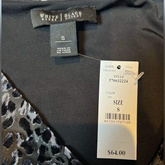 NWT White House Black Market Velvet Cheetah V-neck Sleeveless Shirt - Picture 4 of 4